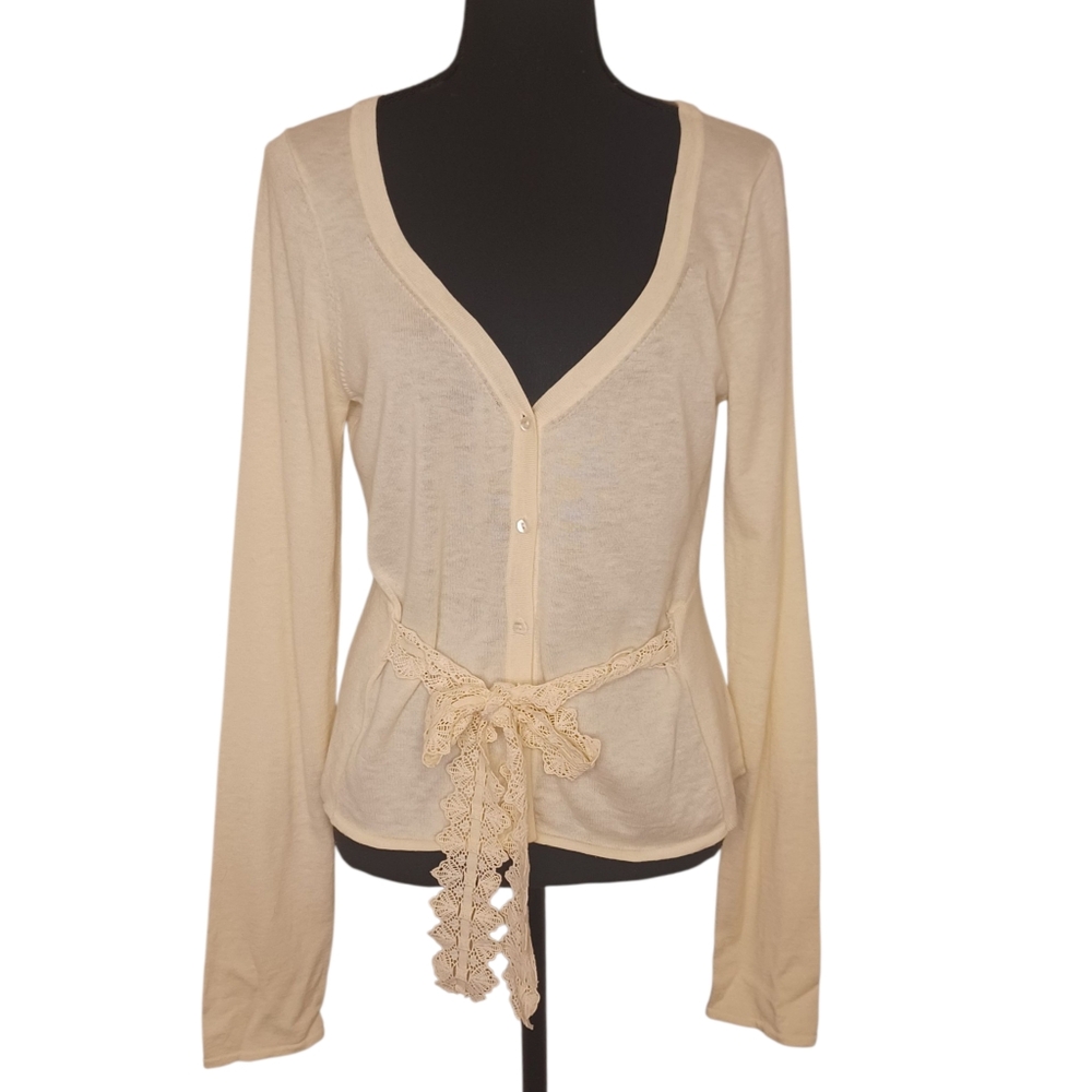Moth Anthropologie Wool Blend Coquette Cardigan Sweater Women's Size Large